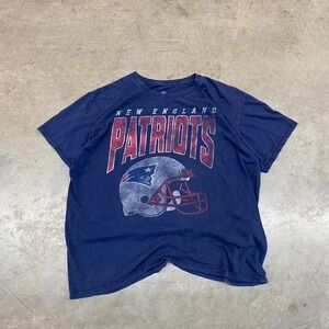 New England Patriots Navy Distressed Y2K T-Shirt Size XL